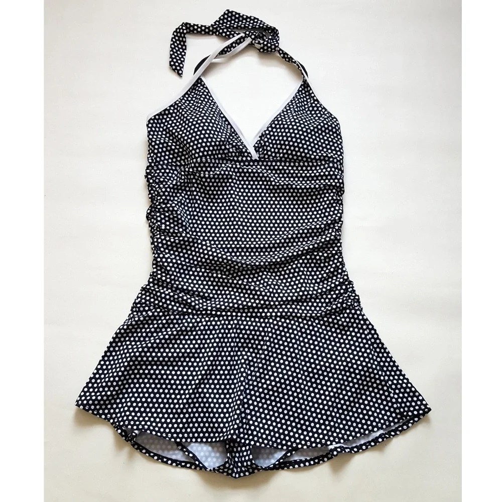 Women’s One Piece Halter Swimsuit Skirted - Picture 14 of 15